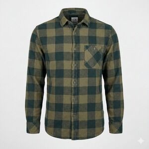 Quiksilver Men's M Heavy Cotton Utility Shirt Green Plaid Heritage Gorpcore